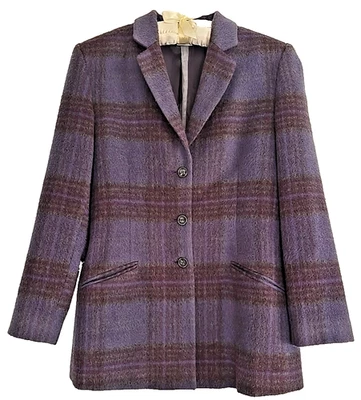 Vtg Womens Harve Benard Holtzman Blazer Jacket Purple Plaid Wool Alpaca Lined 10 - Image 1 of 4