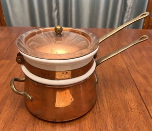Copper /Ceramic Double Boiler  - Benjamin & Medwin DOURO COPPER COOKWARE - Picture 1 of 17