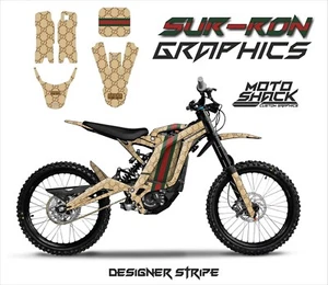 DESIGNER STRIPE Custom Graphics Kit for Surron Light Bee Wrap Sticker Gucci  - Picture 1 of 2