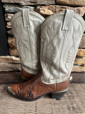 BOTAS VAQUERAS VINTAGE DAN POST LAGARTO MARRÓN MUJER TALLA 7.5 BUENAS HECHAS EN EE. UU. Foto 1 de 4