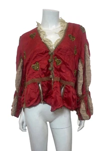 Neu mit Etikett Magnolia Pearl Seide Cropped Monique Jacke in Rot Einheitsgröße - Bild 1 von 12