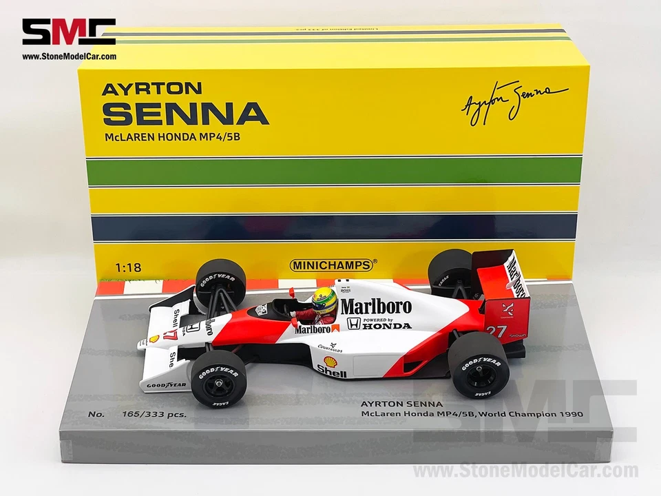 Mclaren MP4/5B 27 Ayrton Senna 1990 F1 World Champion 1:18 MINICHAMPS with Decal - Image 1 of 4