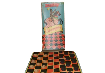 Wooden Draughts Set Boxed Complete Classic Game Chad Valley Circa Vintage 1950's - Image 1 of 4