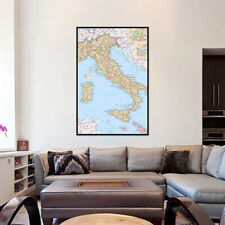 Bilingual Map of Italy City Background Cloth Canvas Poster Prints Home Art Decor