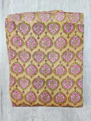 25 Yard Hand Block Print Handmade Cotton Indian Natural Sanganeri Print Fabric - Image 1 of 3