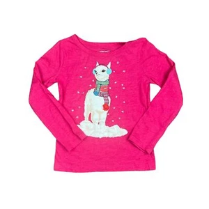 Cherokee | Cool llama 3D Long Sleeve Hot Pink Tee | XS (4-5) - Picture 1 of 6