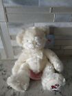 Russ Berrie Candie White Teddy Bear 8 Inch Beanbag Plush Candy Cane Embroidered