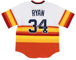 Nolan Ryan Signed Throwback Astros Nike Jersey Inscribed "All-Time K King" (PSA) - Picture 1 of 3