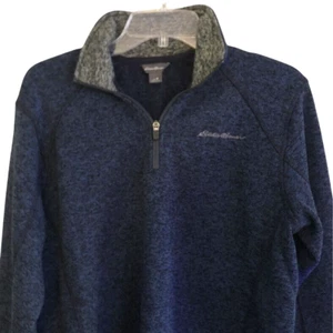 Eddie Bauer Quarter Zip Sweater Womens Size M Navy Heathered Pullover Outdoor - Picture 1 of 11