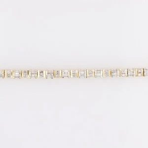 2.00ctw Round and Baguette Cut Diamond 7" Tennis Bracelet 14k Multi-Tone Gold - Picture 1 of 6