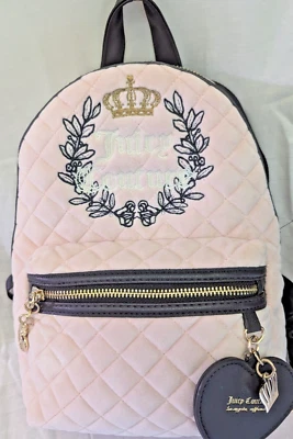 Nuevo con etiquetas Mini Mochila Bolso Acolchado Terciopelo Rosa Chocolate Juicy Couture Royal Moment Foto 1 de 4