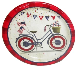 PATRIOTIC Dessert Paper Plates 8 Ct 6 7/8" PATRIOTIC PARADE - Picture 1 of 1