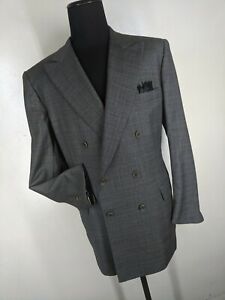 Luciano Barbera Vintage Italy Double Breasted Wool Sport Coat US Size 46 Long