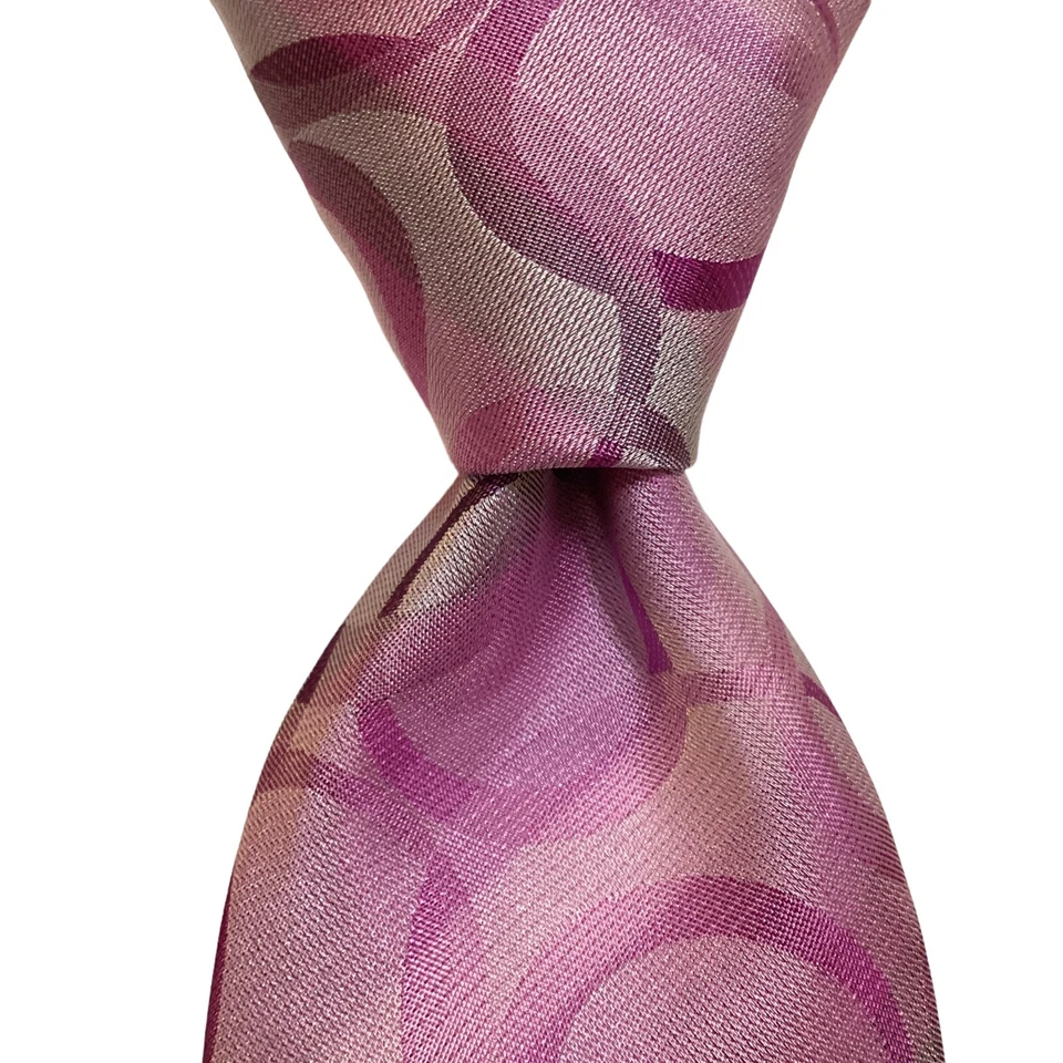 JOHN ASHFORD Men's 100% Polyester Necktie Designer CIRCLES Pink/Purple/Gray NWT - Image 1 of 3