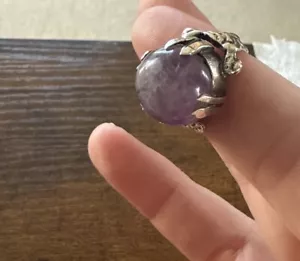Anillo mexicano vintage amatista plata esterlina - estilo brutalista - talla 4,25 - ¡pesado! - Imagen 1 de 7