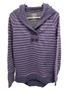 Mountain Hardwear XL Women’s Purple Striped Sweater Hooded Wool - Picture 1 of 6