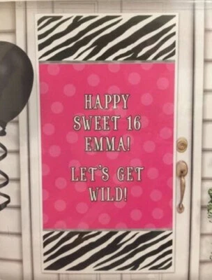 Zebra ANIMAL PRINT birthday party SCENE SETTER wall/door 120 stickers Customize - Image 1 of 2