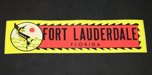 Vintage Souvenir kleiner Autoaufkleber - Ft Lauderdale Florida FL Sonne Segelfisch - Bild 1 von 3