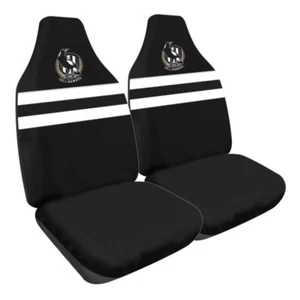 84057 COLLINGWOOD MAGPIES AFL LOGO SET OF 2 FRONT CAR SEAT COVERS SIZE 60 - Picture 1 of 1