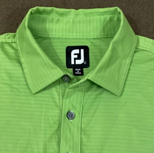 FOOTJOY FJ Mens Green Striped Lisle Performance Golf Polo Shirt Large - Picture 1 of 6