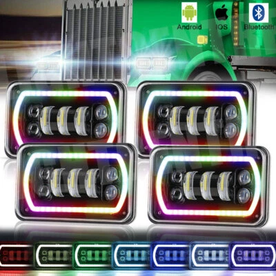Faros LED RGB de 4x6" haz alto/bajo para Kenworth T800 T400 T600A W900 Foto 1 de 4