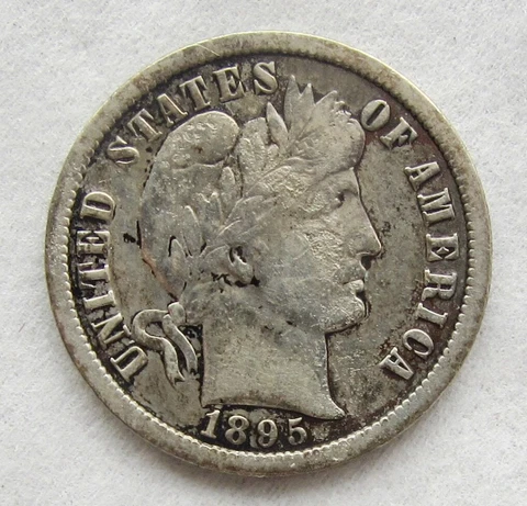 1895-O Barber Silver Dime Rare Key Date VF Detail Full Liberty Obverse Pitting Cover