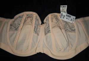 NOS 1970s Goddess Floral Lace Underwire Strapless 44DD Bra-Beige-Style 389-USA - Picture 1 of 14