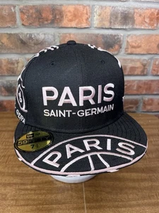 New Era Paris Saint Germain Black Pink Wool 59Fifty Size 7 1/2 Hat - Picture 1 of 9