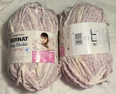 Lot of 2 Bernat Baby Blanket Frosting Yarn  VERY BERRY 10.5oz/220yds each - Image 1 of 2