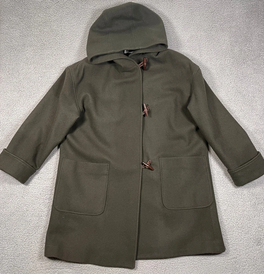 Mackintosh Wool Coat Mens XL Green Made in USA Cuffed Sleeves Hooded Oversized - Image 1 of 4