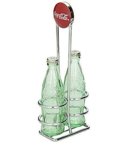 Conjunto de Shaker de Sal e Pimenta TableCraft Coca-Cola com Rack de Metal Cromado, - Imagem 1 de 1