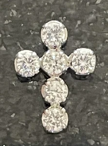 Small Sterling Silver 925 Cross Pendant CZ Rhinestone Pendant - Picture 1 of 3