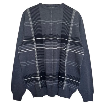 Suéter de lana St Croix de colección a rayas cuello redondo suéter para hombre grande gris hecho en EE. UU. Foto 1 de 4