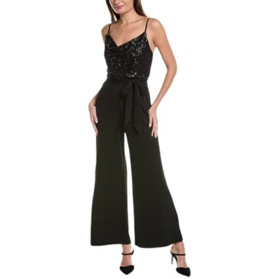 BCBGeneration Cowl Neck Flare Leg Sequin Jumpsuit Black Size Small NWOT $138 MSP - Image 1 of 4