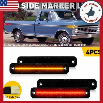 Luces de señalización laterales LED de humo 4 piezas para camioneta Ford Bronco serie F 1978-1979 F150 Foto 1 de 4