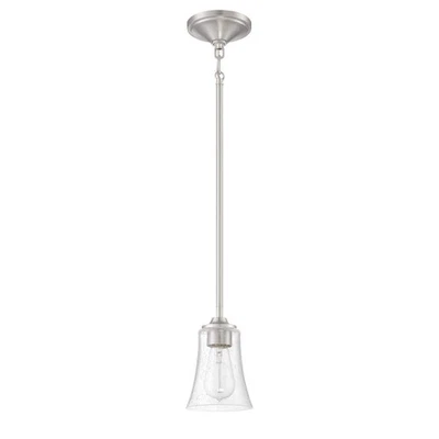 CRAFTMADE Gwyneth 1-Light Brushed Nickel Mini Pendant Light with Clear Glass - Image 1 of 3