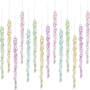 25 Pcs Pastel Candy Christmas Ornaments 5.25‘' Pastel Icicle Decoration for Ch - Picture 1 of 7