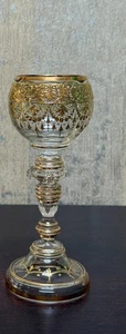 Antique Bohemian Gold Gilt Hand Blown Glass Goblets – Baroque Style Stemware - Picture 1 of 10