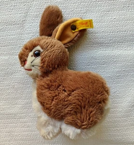 Vintage Steiff Rabbit Plush Bunny 2932/16 Brown White West Germany a/Button Tag - Picture 1 of 4