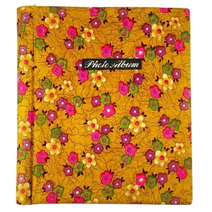 Album fotografico vintage mod rosa fluo arancione fiori potere anni 60 15,5"x17,5" - Foto 1 di 15