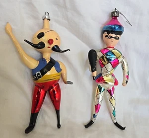 ¿Adornos de Navidad de colección pirata de vidrio (W. Alemania) y bufón pintados a mano? *LEER* - Imagen 1 de 19