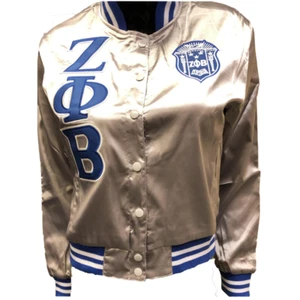 ZETA PHI BETA SORORITY SILVER LETTERMAN JACKET FINER WOMEN HOOD ZETA JACKET - Picture 1 of 1
