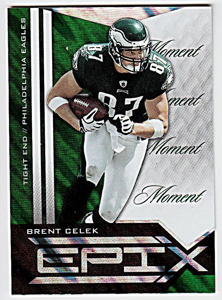 2010 EPIX EPIX MOMENT EMERALD #92 BRENT CELEK Philadelphia Eagles Football Card - Image 1 of 1