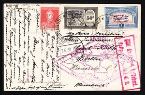 ARGENTINIEN - GRAF ZEPPELIN 1930 1. PANAMERIKA FLUGKARTE, VERSAND NACH DEUTSCHLAND - Bild 1 von 2