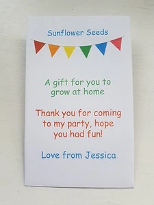 5 Semi di Girasole Personalizzati Sacchetto Festa Bambini Regalo Trattamento Bambini Compleanno - Foto 1 di 1