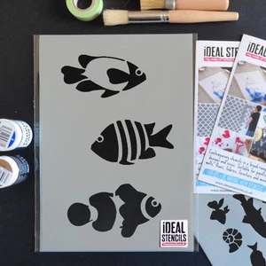 Lindo Peces Plantilla Hoja Pintura Paredes Tela Muebles Arte Manualidades Ideal - Imagen 1 de 6