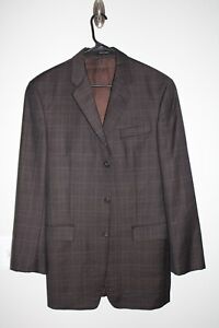 BROWN PLAID CALVIN KLEIN 100% WOOL SPORT COAT sz 38L blazer suit jacket