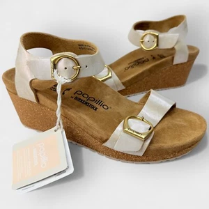 Papillio by Birkenstock Soley Leathe Wedge Sandals Metallic Silver US 10/ EU 41 - Picture 1 of 15