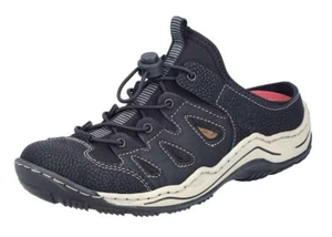 Zuecos de mujer RIEKER Sabot STRETCH negros aptos para plantillas - Imagen 1 de 8