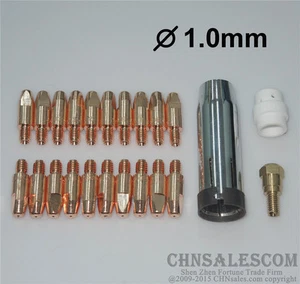 23 PCS MB 24KD MIG/MAG Welding Torch Contact TIP 1.0X28mm Gas Nozzle 145.0080 - Picture 1 of 5